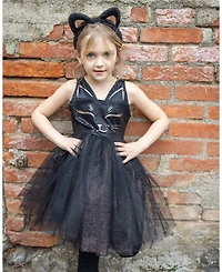 Black Cat Dress & Headpiece Costume - Ages 5-6 Years