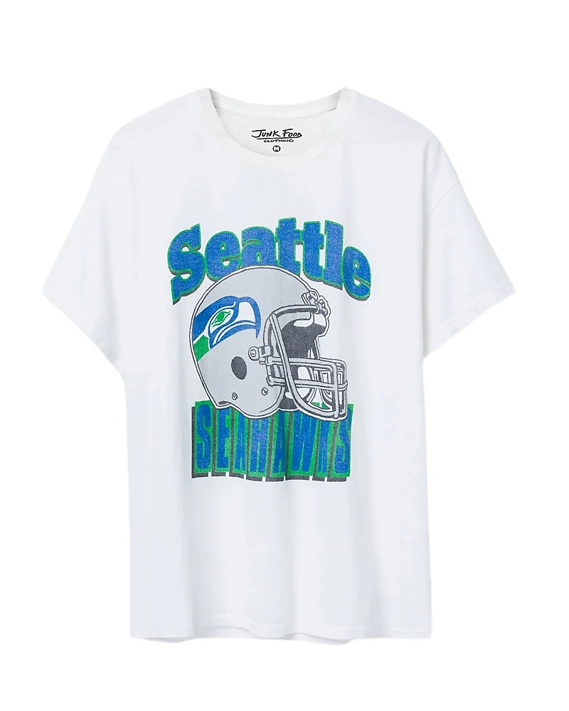 Junk Food Clothing Unisex Nfl Seattle Seahawks Throwback Helmet Flea Market Tee