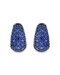 Piranesi 18K White Gold Dome Huggie Hoop Earrings with Blue Sapphires