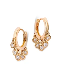 Moon & Meadow 14K Yellow Gold Lab Grown Diamond Dangle Petite Huggie Hoop Earrings