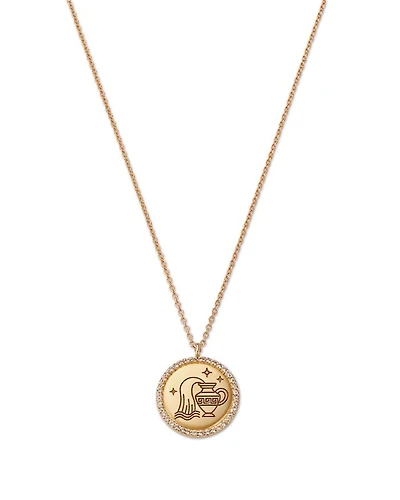 14K Yellow Gold White Topaz Zodiac Pendant Necklace, 16-18"