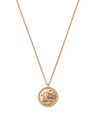 14K Yellow Gold White Topaz Zodiac Pendant Necklace, 16-18"