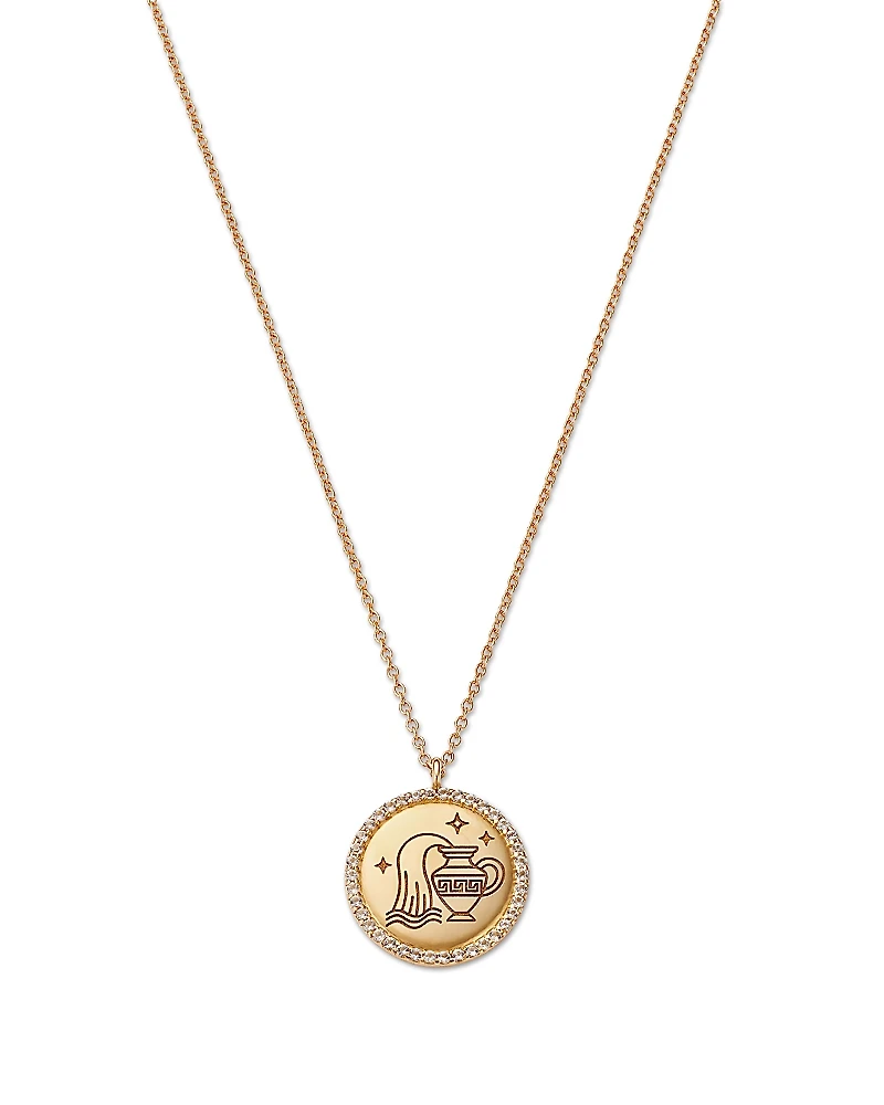 Moon & Meadow 14K Yellow Gold White Topaz Zodiac Pendant Necklace