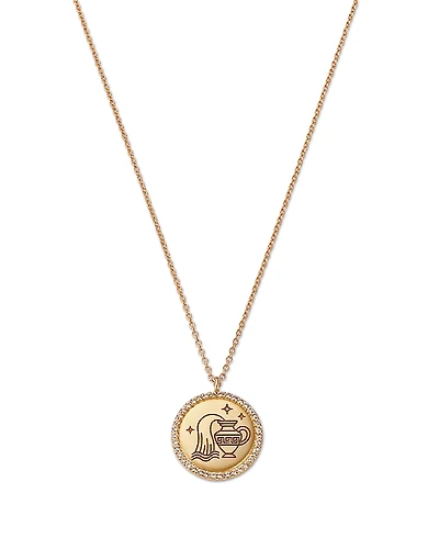 Moon & Meadow 14K Yellow Gold White Topaz Zodiac Pendant Necklace