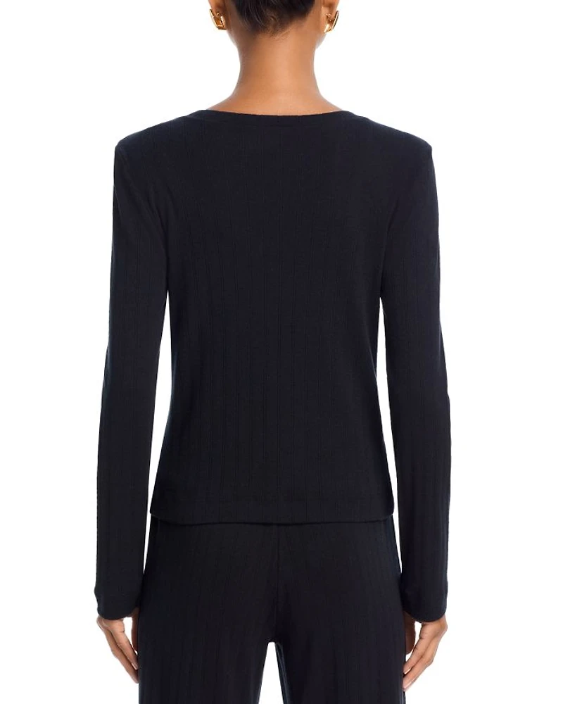 Pointelle Crewneck Cardigan