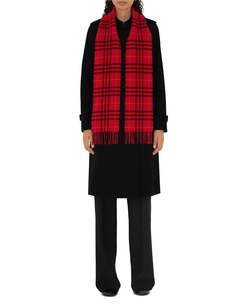 Narrow Check Cashmere Scarf
