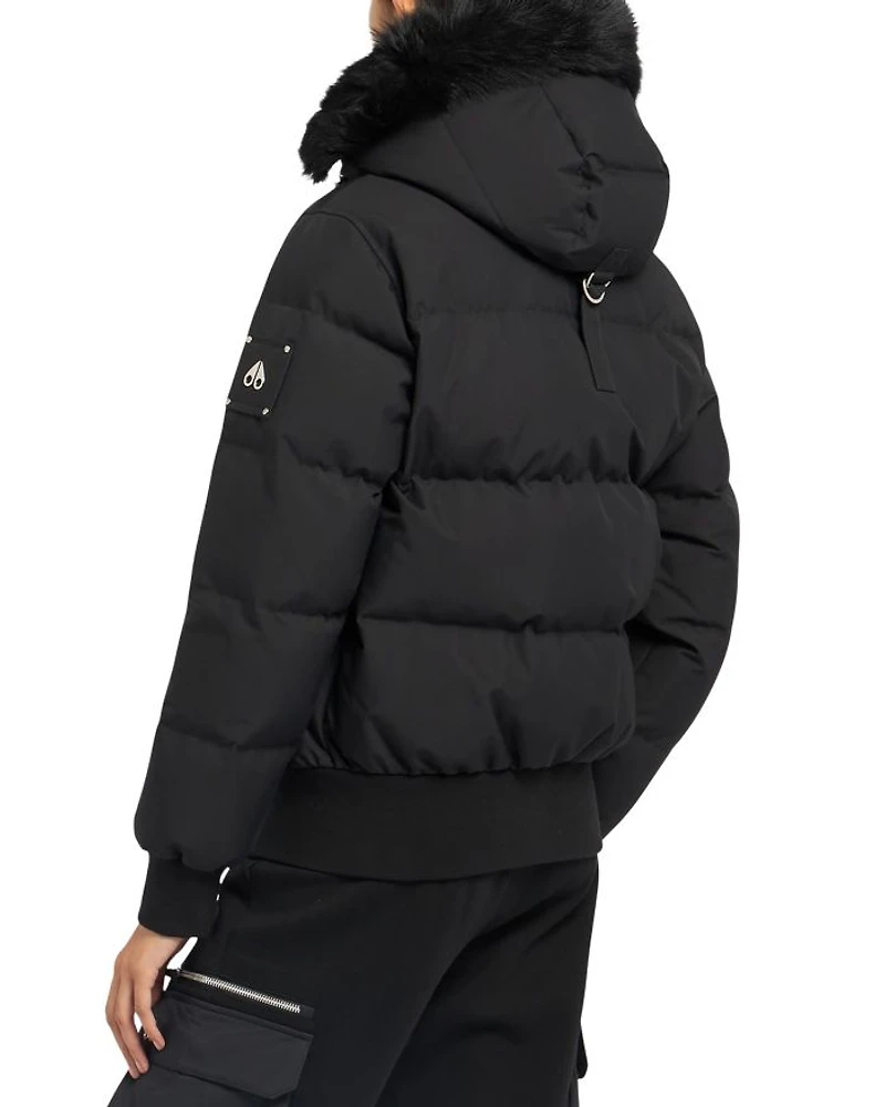 Cloud Shearling Trim Down Bomber Jacket