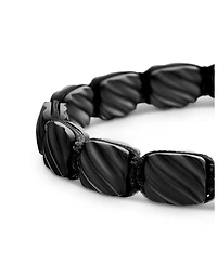 Men's Sculpted Cable Woven Tile Bracelet Black Titanium with Sterling Silver and Nylon, 8.5mm
