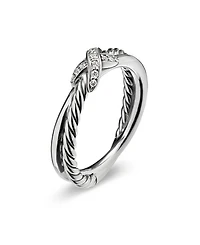 Sterling Silver & Diamond Petite X Ring