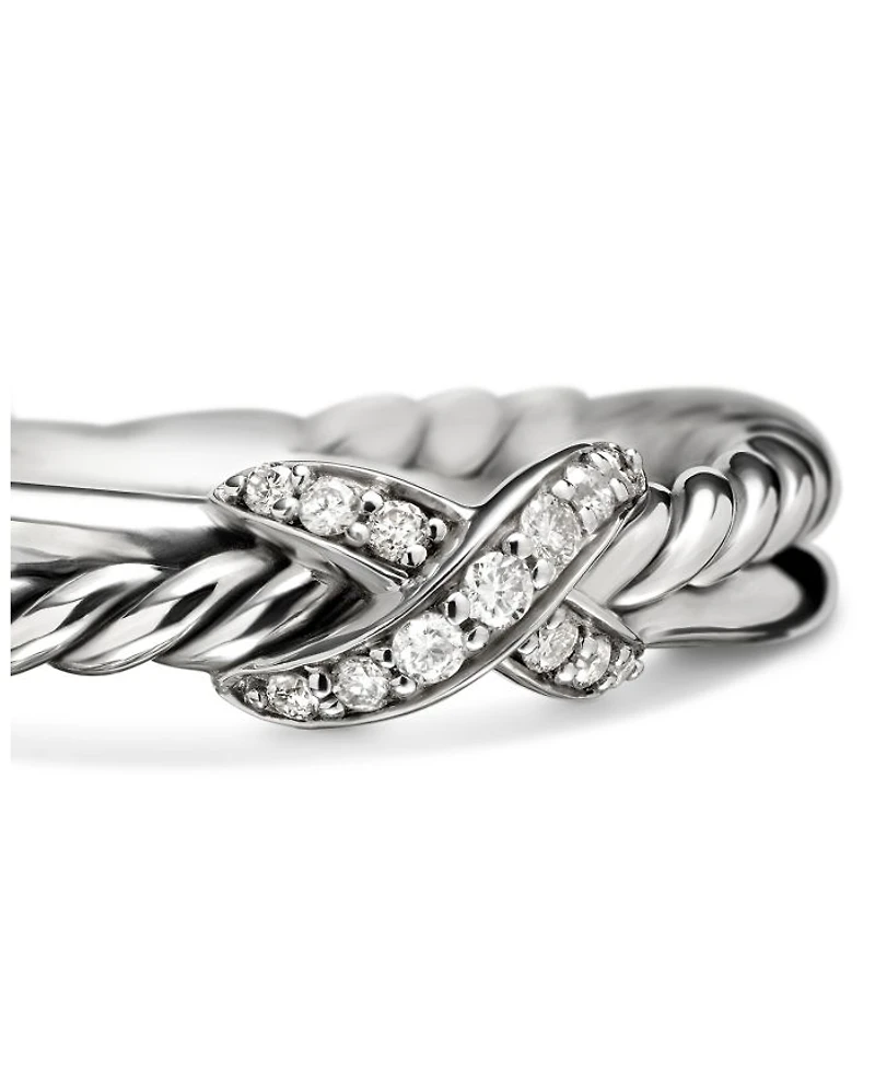 Sterling Silver & Diamond Petite X Ring