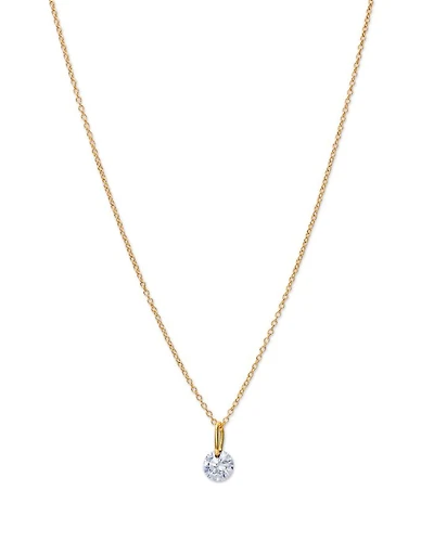 14K Yellow Gold Lab Grown Diamond Solitaire Pendant Necklace, 16-20"