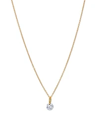14K Yellow Gold Lab Grown Diamond Solitaire Pendant Necklace, 16-20"