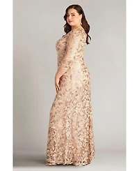 Plus Marcel Embroidered Illusion Gown
