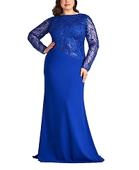 Tadashi Shoji Plus Ren Bead Embroidered Crepe Gown
