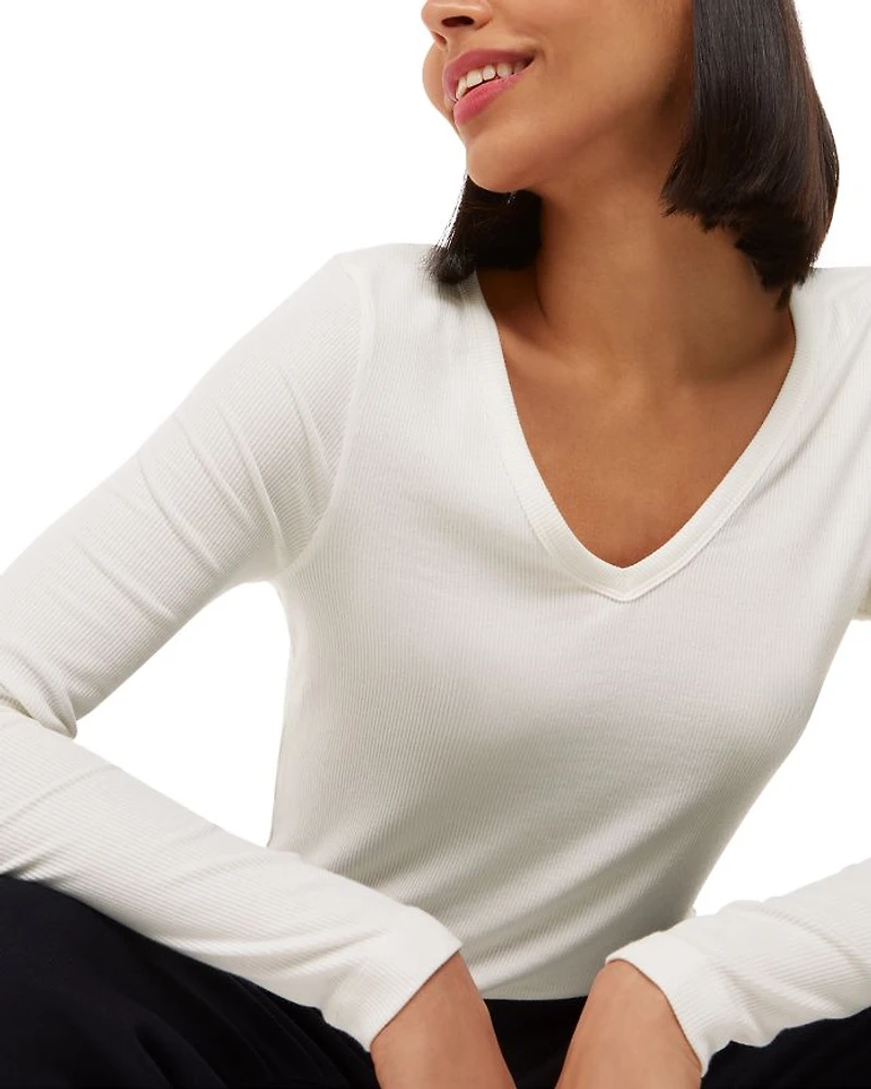 Essentials Ribbed V Neck Top