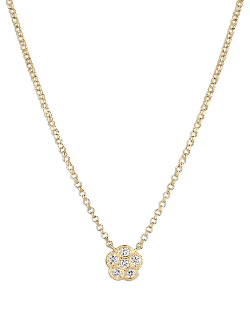 Roberto Coin 18K Yellow Gold Daisy Diamond Flower Pendant Necklace, 18"