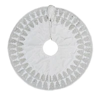 White and Silver Embroidered 30" Tree Skirt
