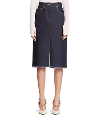 Mid-Length Straight Denim Skirt