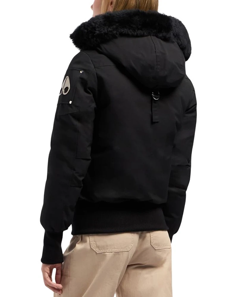 Debbie Shearling Trim Down Bomber Jacket