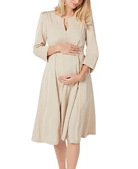 Women's Empire Waist Maternity & Nursing Midi Tea Dress TENCEL (Regular Petite)