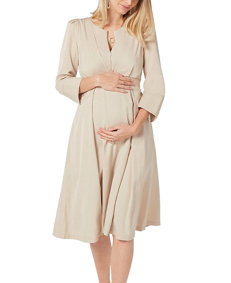 Marion Women's Empire Waist Maternity & Nursing Midi Tea Dress