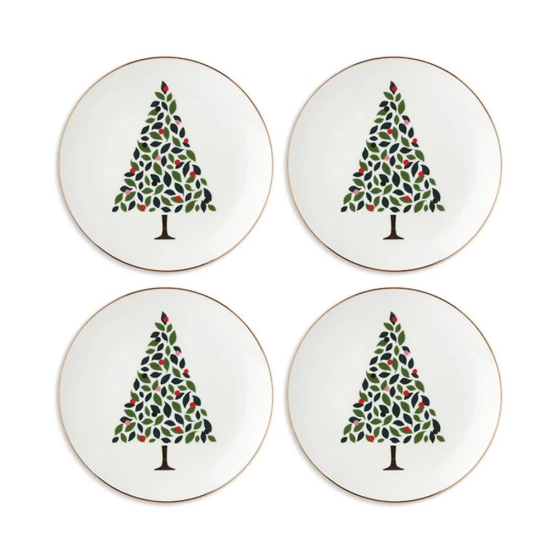 Evergreen Accent Plates, Set of 4