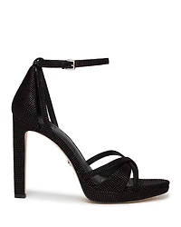 Women's Violet Almond Toe Studded Strappy High Heel Sandals
