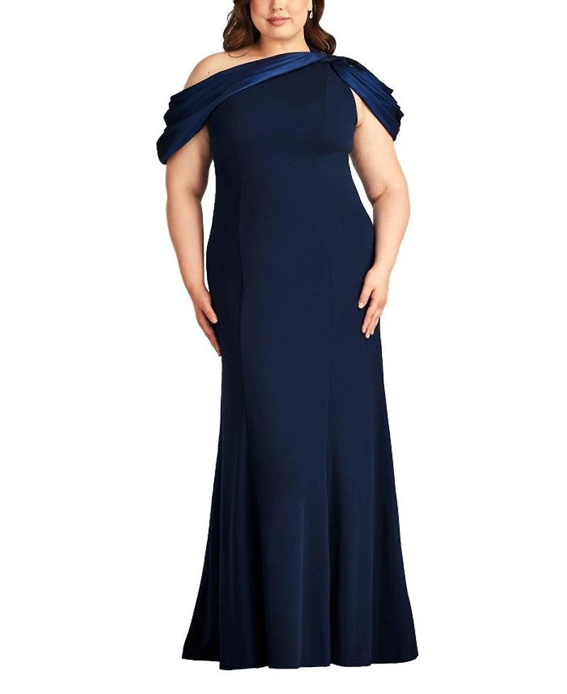 Plus Carlene Shoulder Drape Gown
