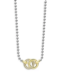 18K Yellow Gold & Sterling Silver Signature Caviar Diamond Interlocking Pendant Necklace, 16-18"