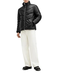 Raya Leather Quilted Full Zip Puffer Jacket