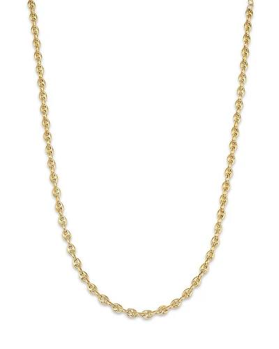 14K Yellow Gold Heavy Metal Mariner Link Chain Collar Necklace, 14-16"