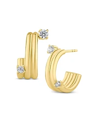 Kenneth Jay Lane Cubic Zirconia Multi Row Hoop Earrings