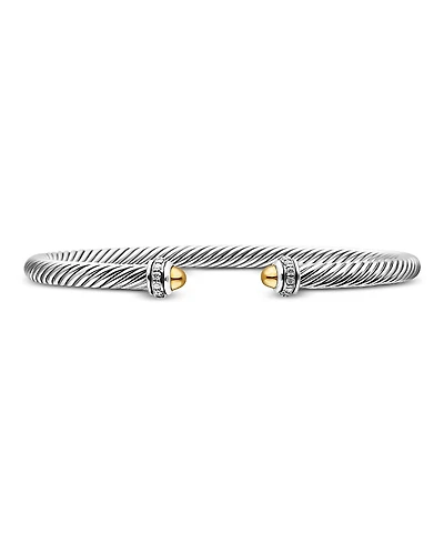 David Yurman Sterling Silver & 18K Yellow Gold Cable Classic Bracelet with Diamonds