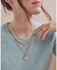 14K Yellow Gold Fire Opal Rondelle Bead Necklace with Diamonds, 0.11 tcw