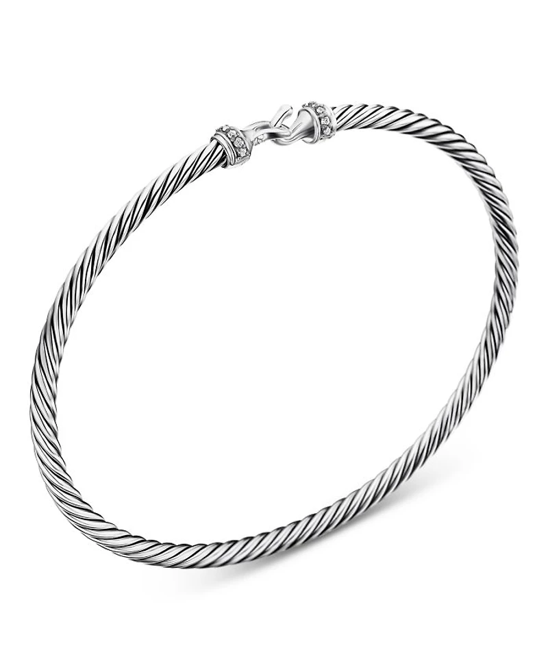 Cable Buckle Bracelet with Diamonds, 3mm