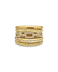 Stax Five Row Ring 18K Yellow Gold with Diamonds, 15mm