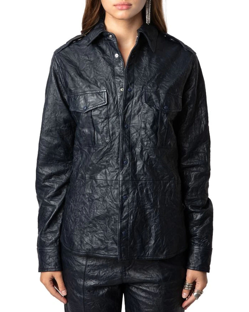 Taska Cuir Froisse Leather Shirt