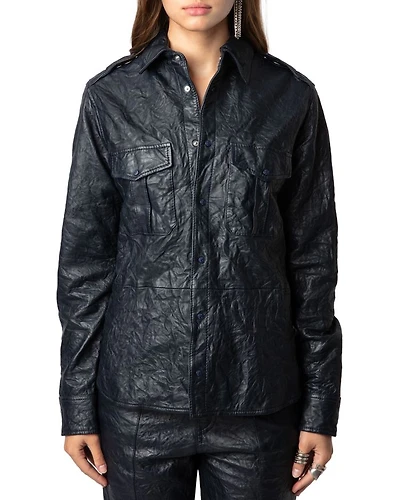 Taska Cuir Froisse Leather Shirt