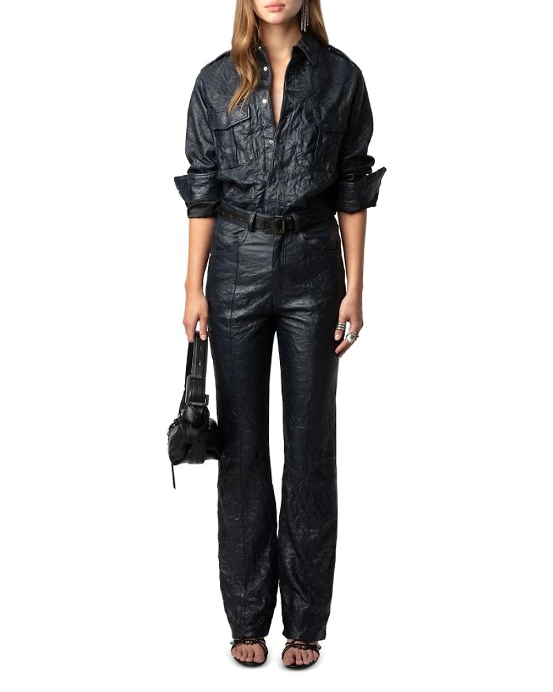 Poete Cuir Froisse Leather Pants