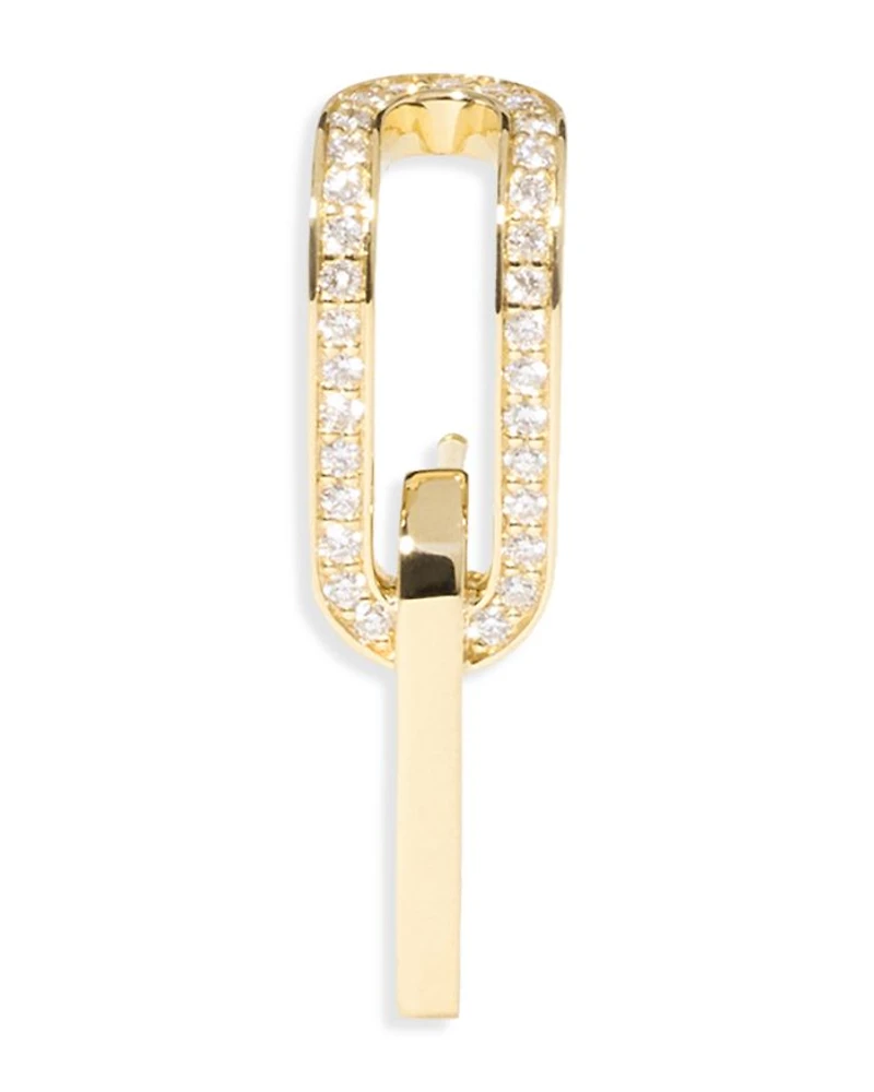 18K Yellow Gold Maillon Diamond Mono Link Single Stud Earring