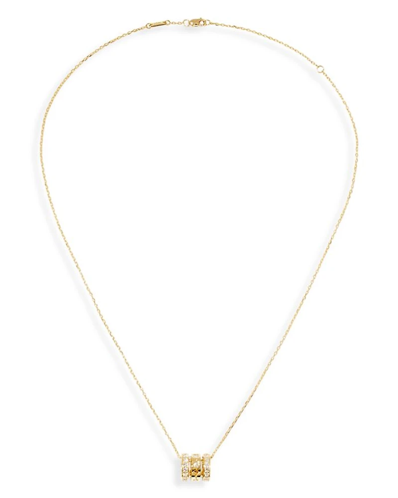 18K Yellow Gold Pulse Diamond Triple Row Pendant Necklace, 17.72"
