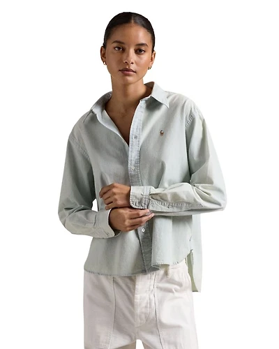 Button Front Linen Chambray Shirt