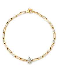 14K Yellow Gold Pear Lab Grown Diamond Paperclip Bracelet