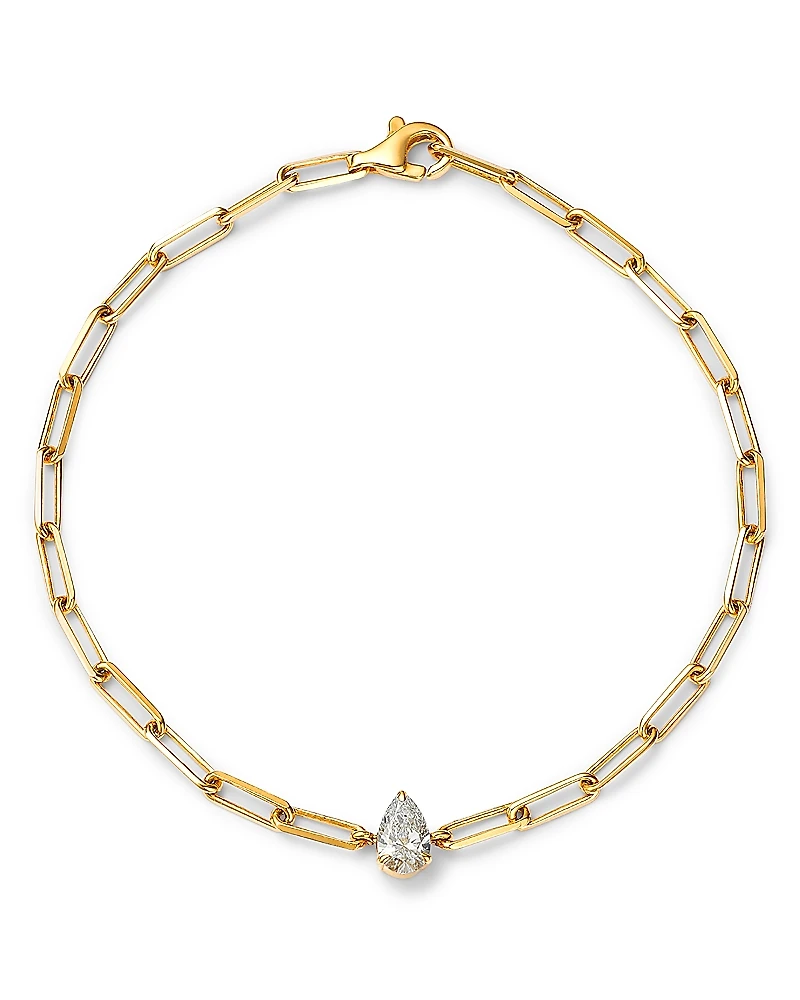 Lumeniri 14K Yellow Gold Pear Lab Grown Diamond Paperclip Bracelet
