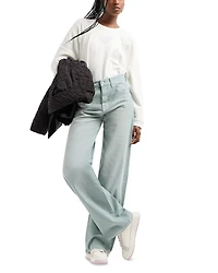 High Rise Straight Leg Jeans Light Green