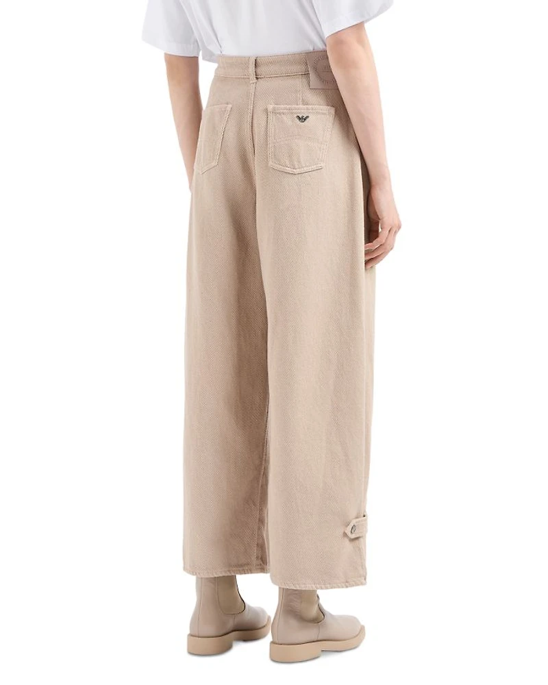 High Rise Wide Leg Jeans Sand