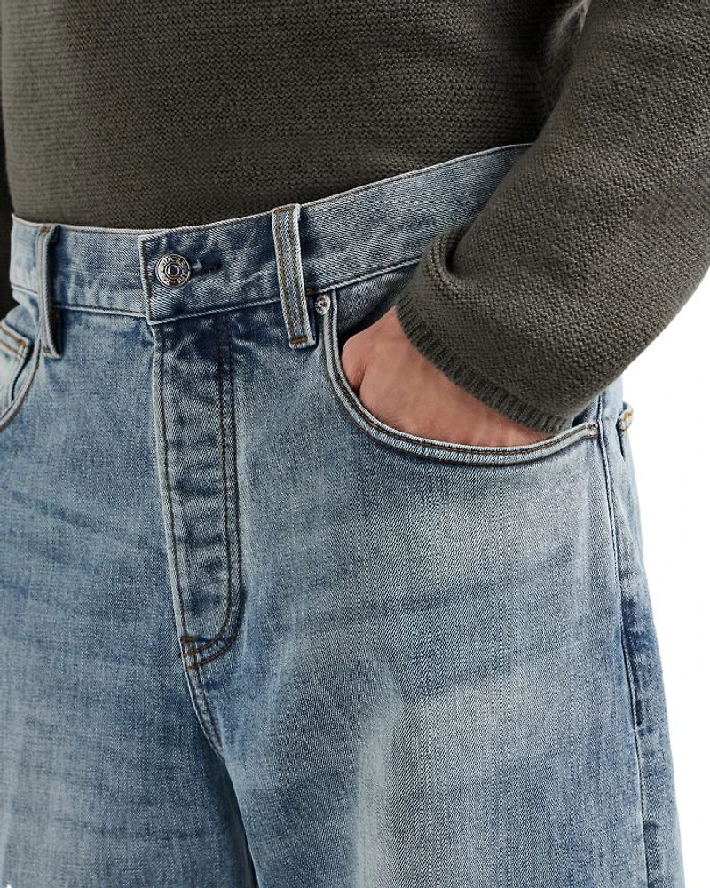 Relaxed Fit Stonewashed Jeans Blue