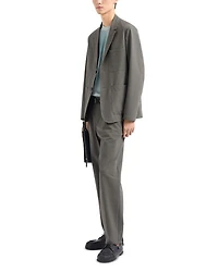 Technical Nylon Blend Seersucker Regular Fit Pleated Pants