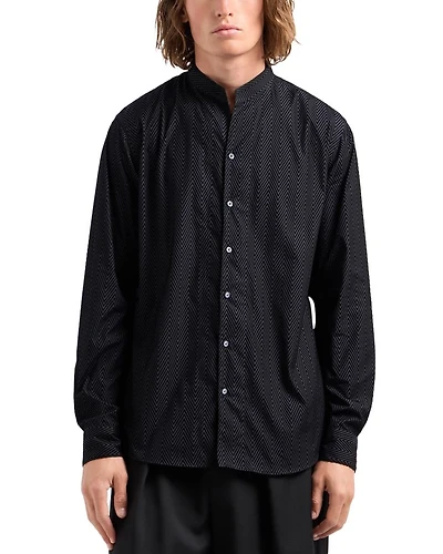 Stretch Cotton Button Up Shirt with Guru Collar