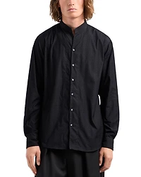 Stretch Cotton Button Up Shirt with Guru Collar